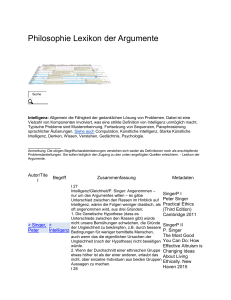 Peter Singer über Intelligenz - Philosophie Lexikon der Argumente