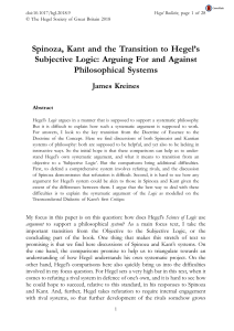 kreines spinoza kant and the transition to hegels subjective logic arguing for and against philosophical systems