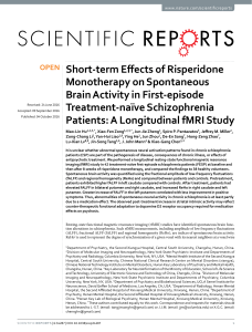 Short-term Effects of Risperidone Monotherapy on S