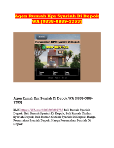 Agen Rumah Kpr Syariah Di Depok WA 0838-0889-7753