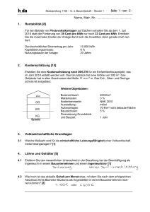 Bauwirtschaft Modulprüfung: Rentabilität, Kosten, Finanzierung