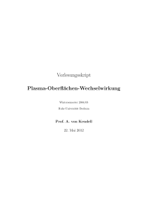 Plasma-Oberflächen-Wechselwirkung: Vorlesungsskript Ruhr-Universität Bochum