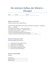 Arbeitsblatt: Atomare Aufbau der Materie