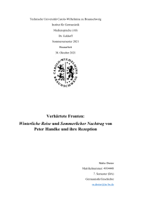 Verh&auml;rtete Fronten: Handkes Reiseberichte und Rezeption