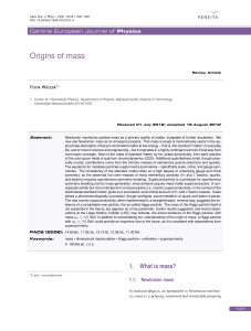 Origins of Mass: Frank Wilczek Review on QCD and Higgs Physics
